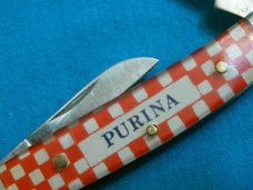 VINTAGE UTICA STAINLESS JAPAN 32148 PURINA ADVERTISING STOCKMAN FOLDING POCKET KNIFE KNIVES OLD AD