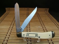 SCHRADE+ USA LIMITED EDITION SCRIMSHAW VINTAGE TRAPPER MATCO TOOL 10TH ANNIVERSARY MINT POCKET KNIFE