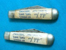 LOT OF 2 VINTAGE IMPERIAL KEY YORK CLOTHES PEN JACK FOLDING POCKET KNIFE KNIVES OLD AD ADVERTISING