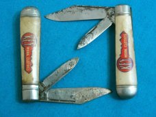 LOT OF 2 VINTAGE IMPERIAL KEY YORK CLOTHES PEN JACK FOLDING POCKET KNIFE KNIVES OLD AD ADVERTISING
