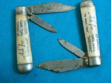LOT OF 2 VINTAGE IMPERIAL KEY YORK CLOTHES PEN JACK FOLDING POCKET KNIFE KNIVES OLD AD ADVERTISING