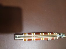 CUSTOM 11"LATAMA WITH CANDYSTRIPE HANDLES WITH AN ONYX GEMSTONE PUSH BUTTON   