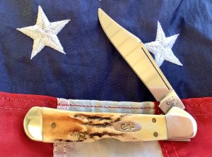 Case xx 2014 Mini Copperhead Knife (MDL# 51749L SS) w/ Great Stag Handles -NOS in M/NM Condition