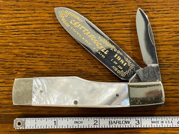 Fight'n Rooster Ltd Ed 1981 "Chattahoochee Cutlery Club" Gunstock Knife w/MOP Scales SN#069 Germany