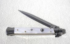 FRANK BELTRAME 11" SWITCHBLADE DAGGER BLADE ACRYLIC WHITE PEARL ITALIAN STILETTO