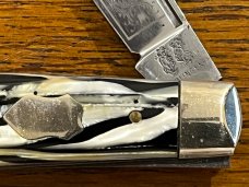 Fight'n Rooster Frank Buster "Coal Miner's Daughter" 2-Blade Pen Knife w/Celluloid Scales Germany