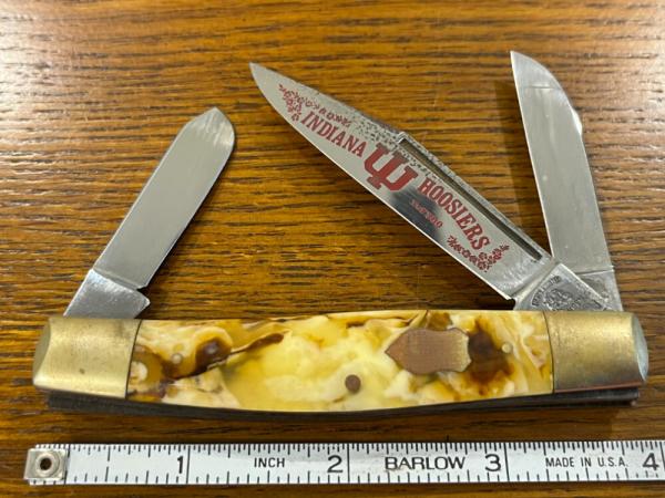 Fight'n Rooster Ltd Ed "Indiana Hoosiers" 3-Blade Stockman Knife w/Celluloid Scales SN#164 Germany