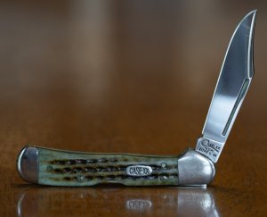 Case Mini Copperlock Pocket Worn Green Bone 1998 Prototype / Model 61749L