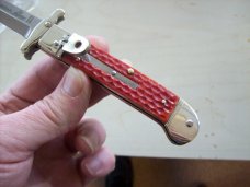 Vintage Hubertus Knife Guardian Rare Red Jig Bone Solingen, Germany UNUSED