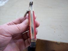 Vintage Hubertus Knife Guardian Rare Red Jig Bone Solingen, Germany UNUSED