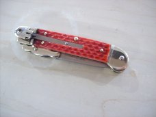 Vintage Hubertus Knife Guardian Rare Red Jig Bone Solingen, Germany UNUSED