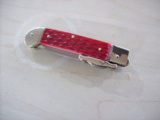Vintage Hubertus Knife Guardian Rare Red Jig Bone Solingen, Germany UNUSED