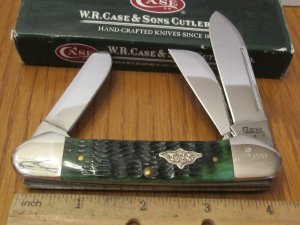 2008 Case XX Cigar Gunboat Canoe Serial  068 Green Bone Pattern  6394 SS