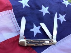 Vintage J A Henckels 3 Blade Stockman Knife w/ Great Stag Handles MDL 1815 -NOS & Mint