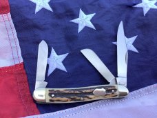 Vintage J A Henckels 3 Blade Stockman Knife w/ Great Stag Handles MDL 1815 -NOS & Mint