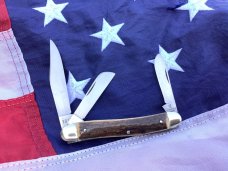 Vintage J A Henckels 3 Blade Stockman Knife w/ Great Stag Handles MDL 1815 -NOS & Mint