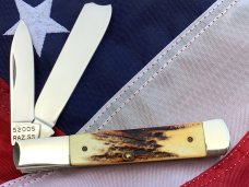 Case xx 1995 Razor Pocket Knife with Great Stag Handles -Model # 52005 RAZ SS -NOS