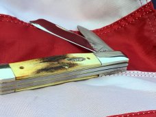 Case xx 1995 Razor Pocket Knife with Great Stag Handles -Model # 52005 RAZ SS -NOS