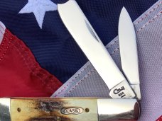 Case xx 1995 Razor Pocket Knife with Great Stag Handles -Model # 52005 RAZ SS -NOS