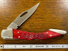 Frost Cutlery Single-Blade Lockback Knife w/Jigged Red Bone Scales Japan 