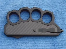 New 9.5" Dagger Blade OTF Black handle with carbon fiber insert 