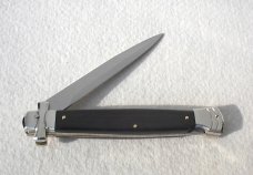 NEW A.G.A. CAMPOLIN 11" AUTOMATIC MALTESE AFRICAN EBONY WOOD SOLID NICKEL SILVER BOLSTERS, W/BOX