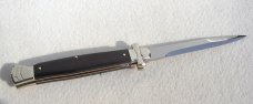 NEW A.G.A. CAMPOLIN 11" AUTOMATIC MALTESE AFRICAN EBONY WOOD SOLID NICKEL SILVER BOLSTERS, W/BOX