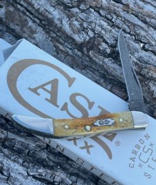 CASE XX ** 2023 BURNT GOLDENROD DAMASCUS SECOND CUT JIG BONE SMALL TEXAS TOOTHPICK