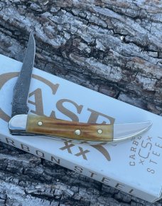 CASE XX ** 2023 BURNT GOLDENROD DAMASCUS SECOND CUT JIG BONE SMALL TEXAS TOOTHPICK