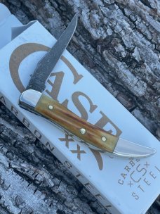 CASE XX ** 2023 BURNT GOLDENROD DAMASCUS SECOND CUT JIG BONE SMALL TEXAS TOOTHPICK