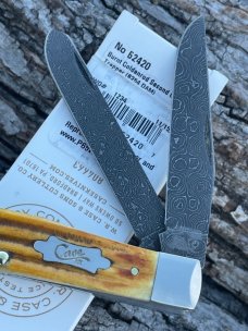 CASE XX ** 2023 BURNT GOLDENROD DAMASCUS SECOND CUT JIG BONE TRAPPER