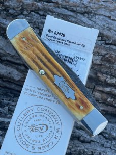 CASE XX ** 2023 BURNT GOLDENROD DAMASCUS SECOND CUT JIG BONE TRAPPER
