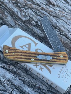 CASE XX ** 2023 BURNT GOLDENROD DAMASCUS SECOND CUT JIG BONE SOD BUSTER JR