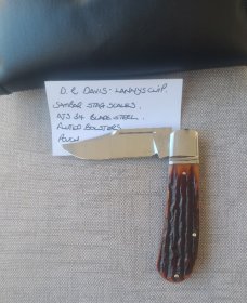 David R. Davis Amber Sambar Stag Lanny...4.1625" Ats34 steel..fluted...vine filework..coa and pouch 
