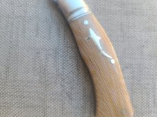 Cosimo Benedetto Dino Slipjoint...Fluted bolsters.. Rwl34..3.75 closed...Canvas MIcarta..coa & slip 