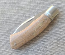 Cosimo Benedetto Dino Slipjoint...Fluted bolsters.. Rwl34..3.75 closed...Canvas MIcarta..coa & slip 