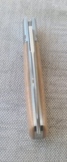 Cosimo Benedetto Dino Slipjoint...Fluted bolsters.. Rwl34..3.75 closed...Canvas MIcarta..coa & slip 