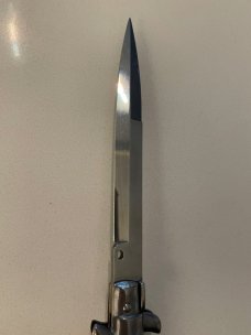 Frank B Red Pearlex 11 Inch Swivel Bolster Switchblade.  BRAND NEW.  NEVER CARRIED. NEVER USED.