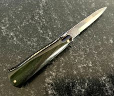 Miniature MANIAGO ITALY Switchblade, Chad Ruben Venom Green Kirinite Handle, Unused