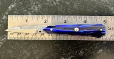 Miniature MANIAGO ITALY Switchblade, Chad Ruben Blue Pearl Kirinite Handle, Unused