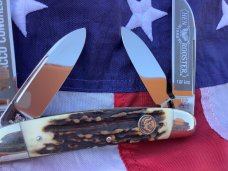 Hen & Rooster -Bertram Cutlery 1988 Large KENTUCKY TOBACCO Congress w/ Super Stag Handles