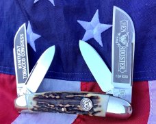 Hen & Rooster -Bertram Cutlery 1988 Large KENTUCKY TOBACCO Congress w/ Super Stag Handles