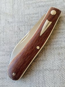 Bobby Toole Dogleg Native Slipjoint..CPM-154..4"..Crosscut Micarta over white micarta..coa & pouch 