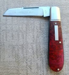 REAL LAMBSFOOT KNIFE..Aswhin Earl...#0025..3.5"..Dyed Burl ..8670..SS liners & bolsters...pouch & oa
