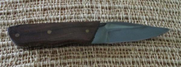 Jay Bigler fixed-blade knife, blued blade, wood handle