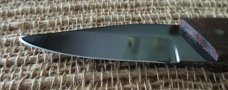 Jay Bigler fixed-blade knife, blued blade, wood handle