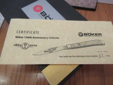Boker Green Curly Birch 1 of 150 made for the 150 Year of Boker Serial # 037 Single Blade Trapper 