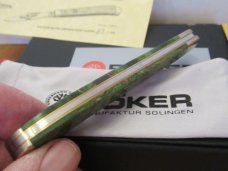 Boker Green Curly Birch 1 of 150 made for the 150 Year of Boker Serial # 037 Single Blade Trapper 