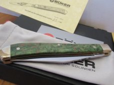Boker Green Curly Birch 1 of 150 made for the 150 Year of Boker Serial # 037 Single Blade Trapper 