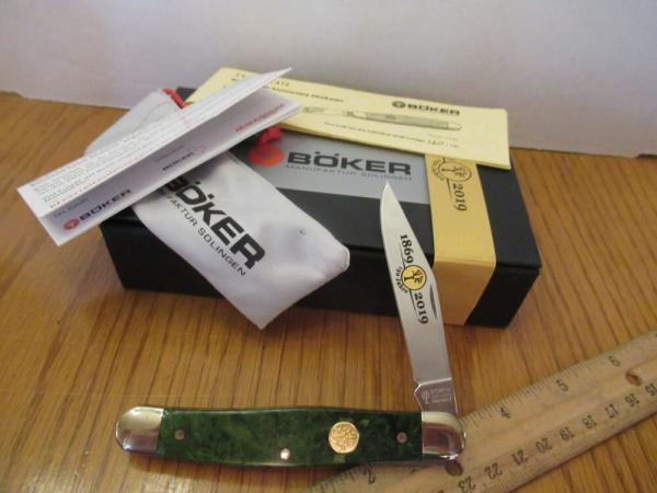 Boker Green Curly Birch Single Blade Stockman  Serial # 120 of 150 Celebrating 150 years of Boker